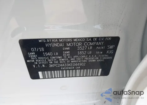 2019 Hyundai Accent Se из США, поврежденный, VIN 3KPC24A33KE044902